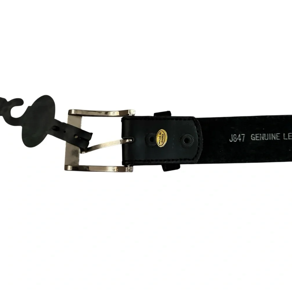 Punk Rock Skull Iron Cross Y2K Goth Black Belt Removable Buckle Edgy Size 34-36 - Picture 7 of 13